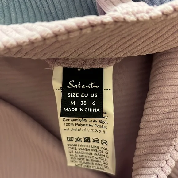 Vintage Salanta corduroy pants Polyester Color Block Purple Blue US 6 - Picture 8 of 10